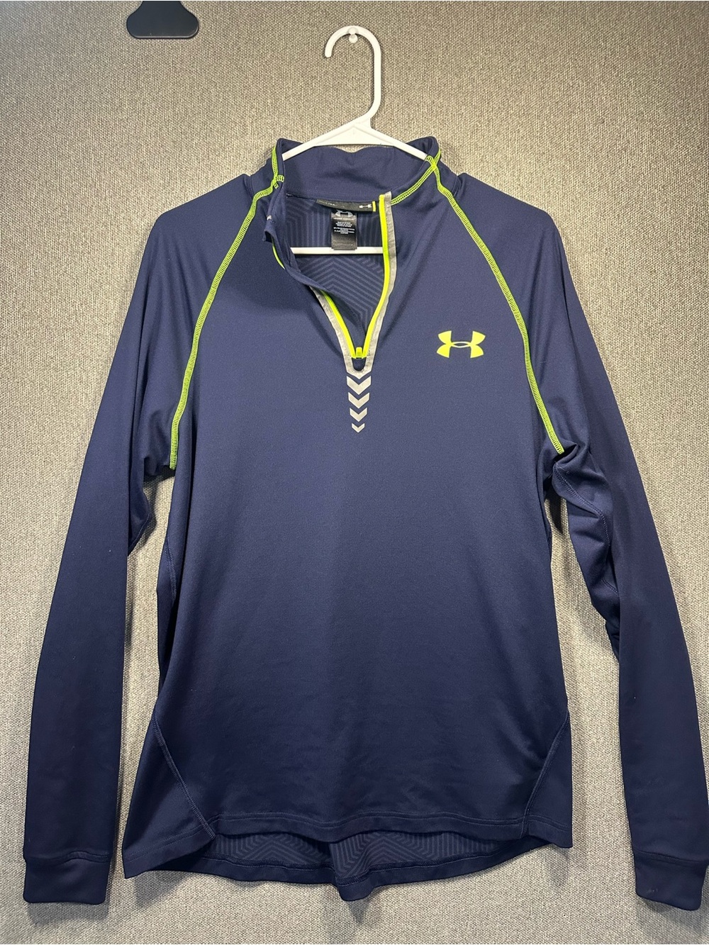 Under Armour Men’s Navy Long-Sleeve with Lime Accent - NFL Combine Authentic